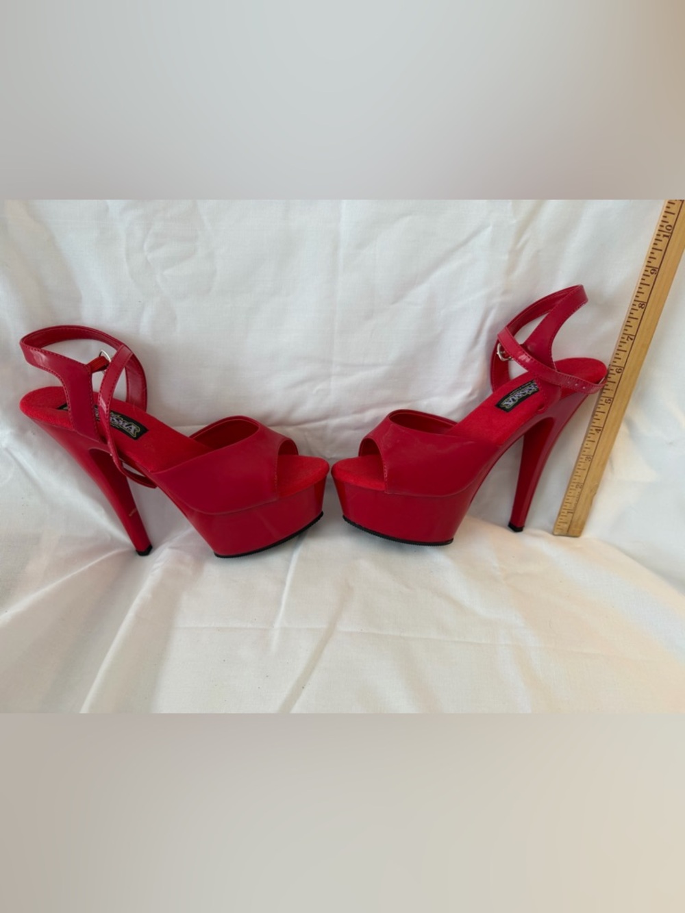 Funtasma Red Platform Peep-Toe Slingback Heels
